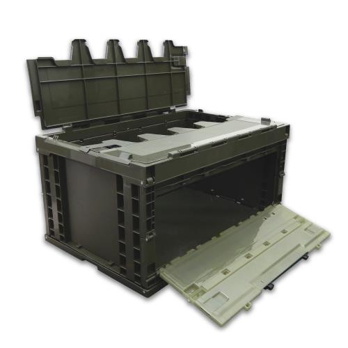 エスコ ESCO一風変わった EA506AA-23E 649x439x327粍/76.2L 折畳入れもの(OD蓋扉付5個