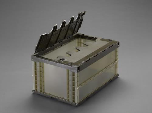 エスコ ESCOオリジナル EA506AA-100E 649x439x340mm/73.9L折畳コンテナ(半透明・蓋/5コ
