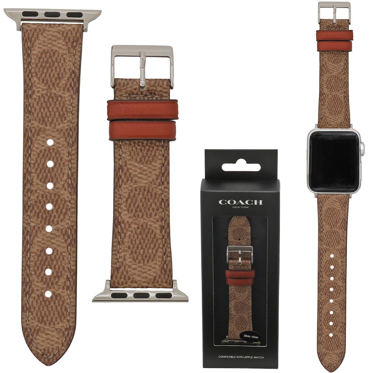 楽天市場】【送料無料】【ベルトのみ】COACH コーチ 替えベルト 交換バンド 14700043 Apple Watch strap 42mm 44mm  45mm 対応 アップルウォッチバンド メンズ 腕時計 時計 ブラウン×シルバー レザー 本革【あす楽対応】【プレゼント】【ブランド】【セール】 :  museo