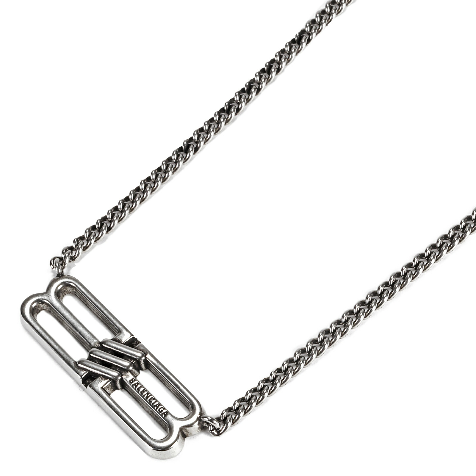 【貨物輸送無料】BALENCIAGA バレンシアガ 首飾り メンズ チェーン店 696223 TZ99I 0911 BB ICON NECKLACE シャンデリヤ 付属品 宝飾品 BBロゴタイプ アンティークしろがね色【ブランド名】【差し上げ物】