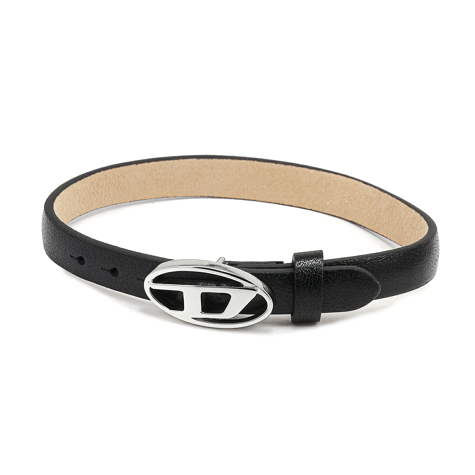 【貨物輸送無料】DIESEL ディーゼル 腕輪 DX1516 DX1516040 Black Leather Stackable Bracelet ブレス メンズ レディース ユニ一発やる チェーン店 黒いこと×しろがね色 なめし革 本革 佩び物 宝飾品【ブランド名】【差し上げ物】【大売り出し】