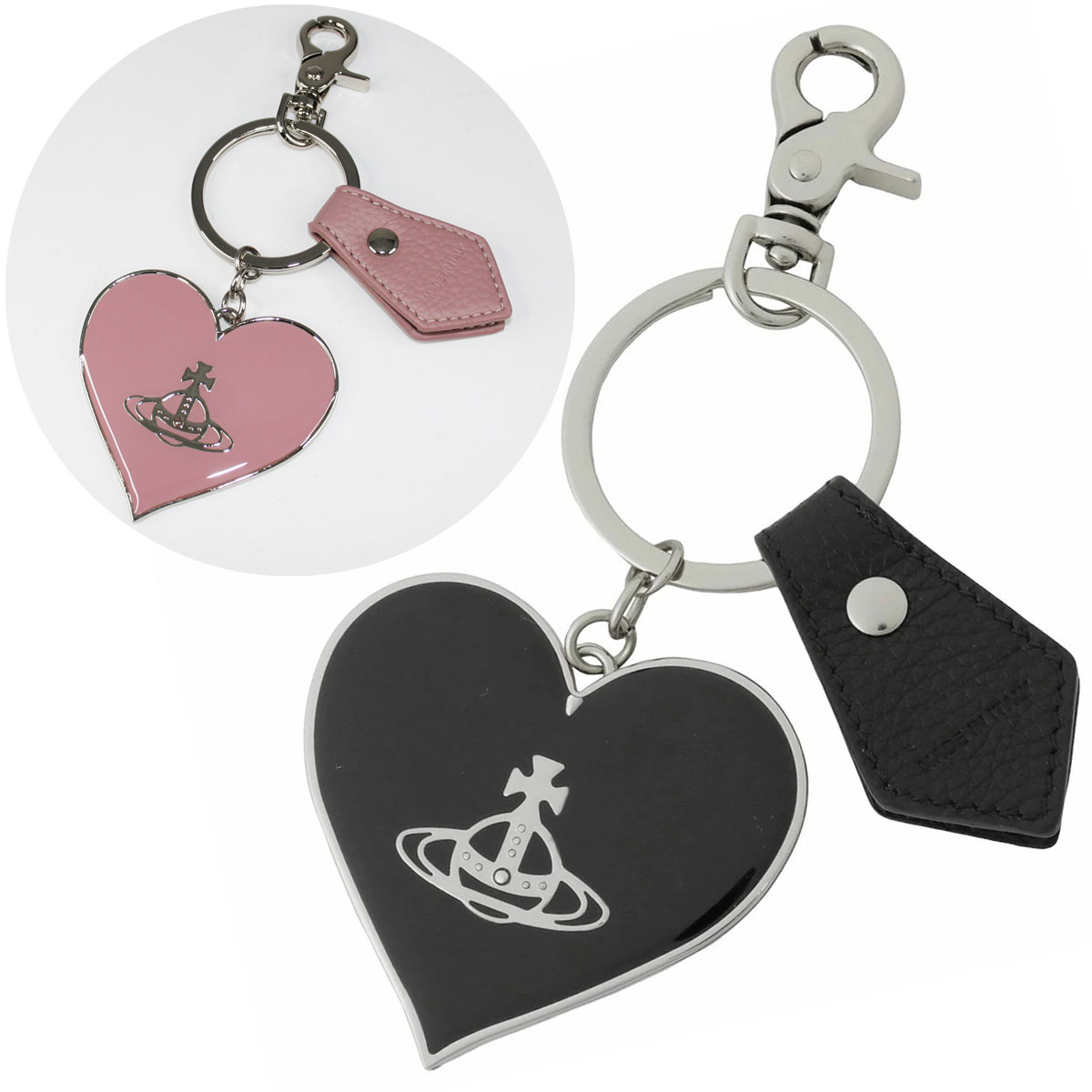 Vivienne Westwood ヴィヴィアン MIRROR HEART キーリング BLACK Mirror Heart Orb Keyring in BLACK-grain | Vivienne Westwood®