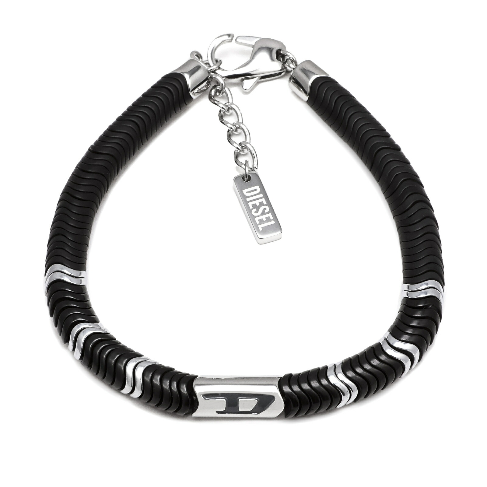 【貨物輸送無料】DIESEL ディーゼル 腕輪 ヘマタイトビーズブレスレット メンズ レディース DX1574931 Hematite Beaded Bracelet ブレス チェーン店腕輪 付属物 宝飾品 黒いこと×しろがね色【ブランド名】【差し上げ物】