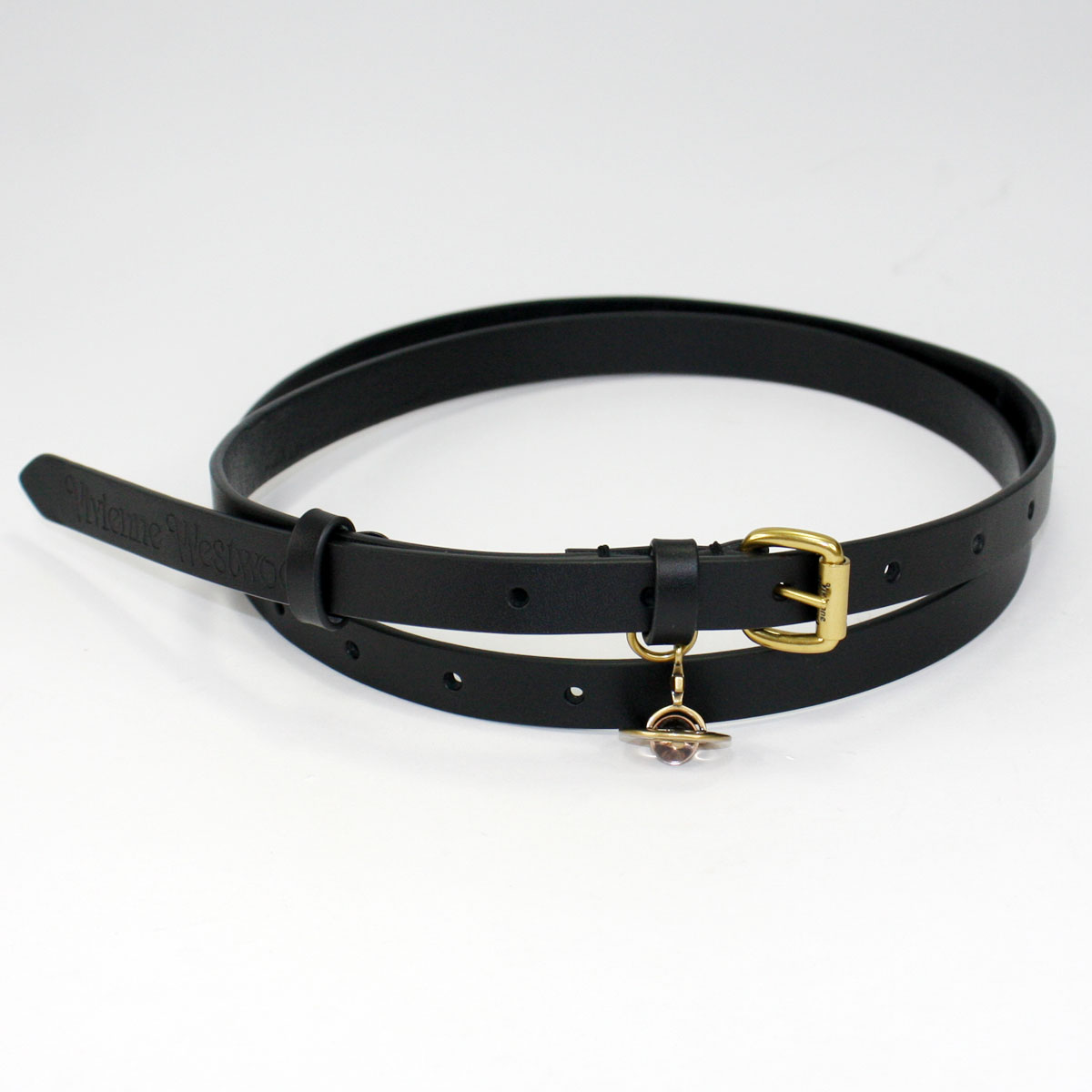 【貨物輸送無料】Vivienne Westwood ヴィヴィアンウエストウッド 三尺帯 レディース  8201007HW L00CH N401 MINI ALEX CHARM BELT BRASS BLACK TOLEDO LEATHER 黒いこと×ゴールド ビビアン 【ブランド名】【差し上げ物】【大売り出し】