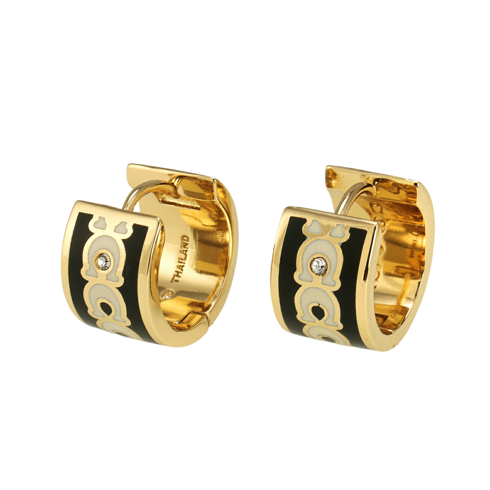 【送料無料】COACH コーチ ピアス 両耳用 レディース 408098 GLD 004 408098GLD004 CO ER ENML C HUGGIE ゴールド×ブラック×オフホワイト アクセサリー ジュエリー【ブランド】【プレゼント】|museo