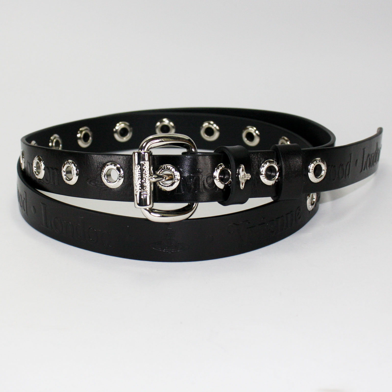 ビビアン　　ベルト SUEDE ORB BUCKLE ベルト(ブラック×シルバー)（メンズ