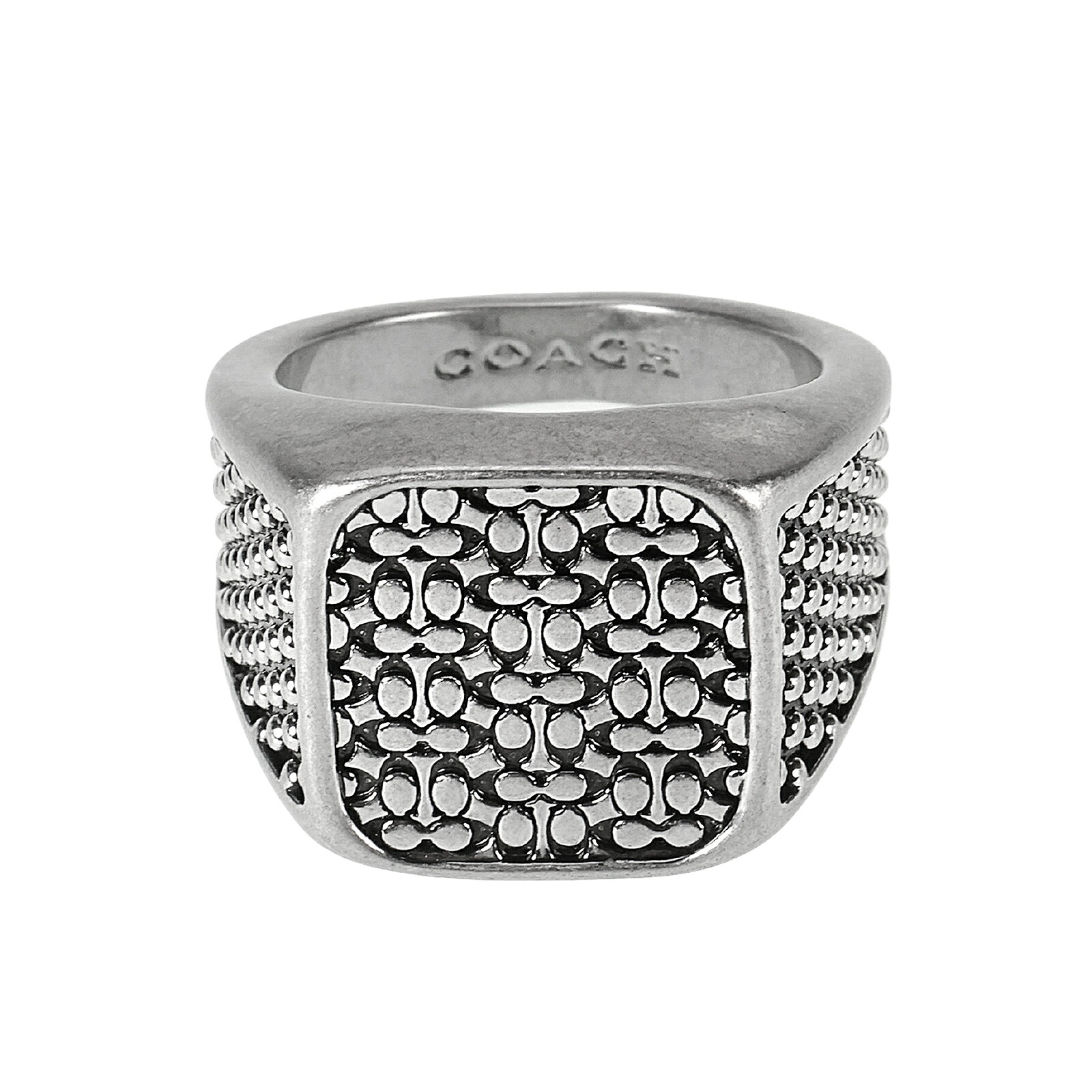 【貨物輸送無料】COACH コーチ職 指環 輪っか メンズ 551528 SLV 041 551528SLV041 co rg men quilted c cocktail antique silver アンティークしろがね色×黒いこと 付属品 宝飾品【ブランド名】【差し上げ物】