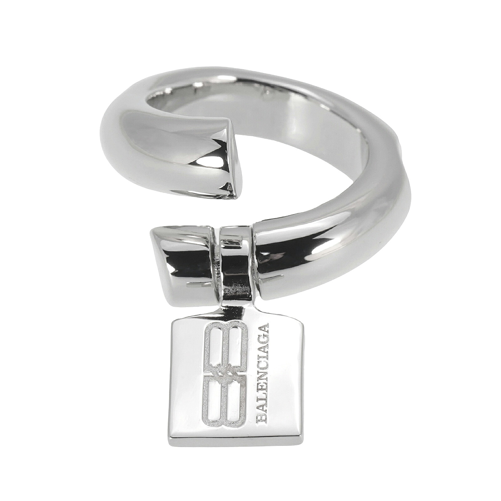 【貨物輸送無料】2026春夏新作 BALENCIAGA バレンシアガ 指環 輪っか 856328 TZ77S 0926 SAINT-GERMAIN TAG RING シャイニーシルバー レディース 付属物 宝飾品 【ブランド名】【差し上げ物】