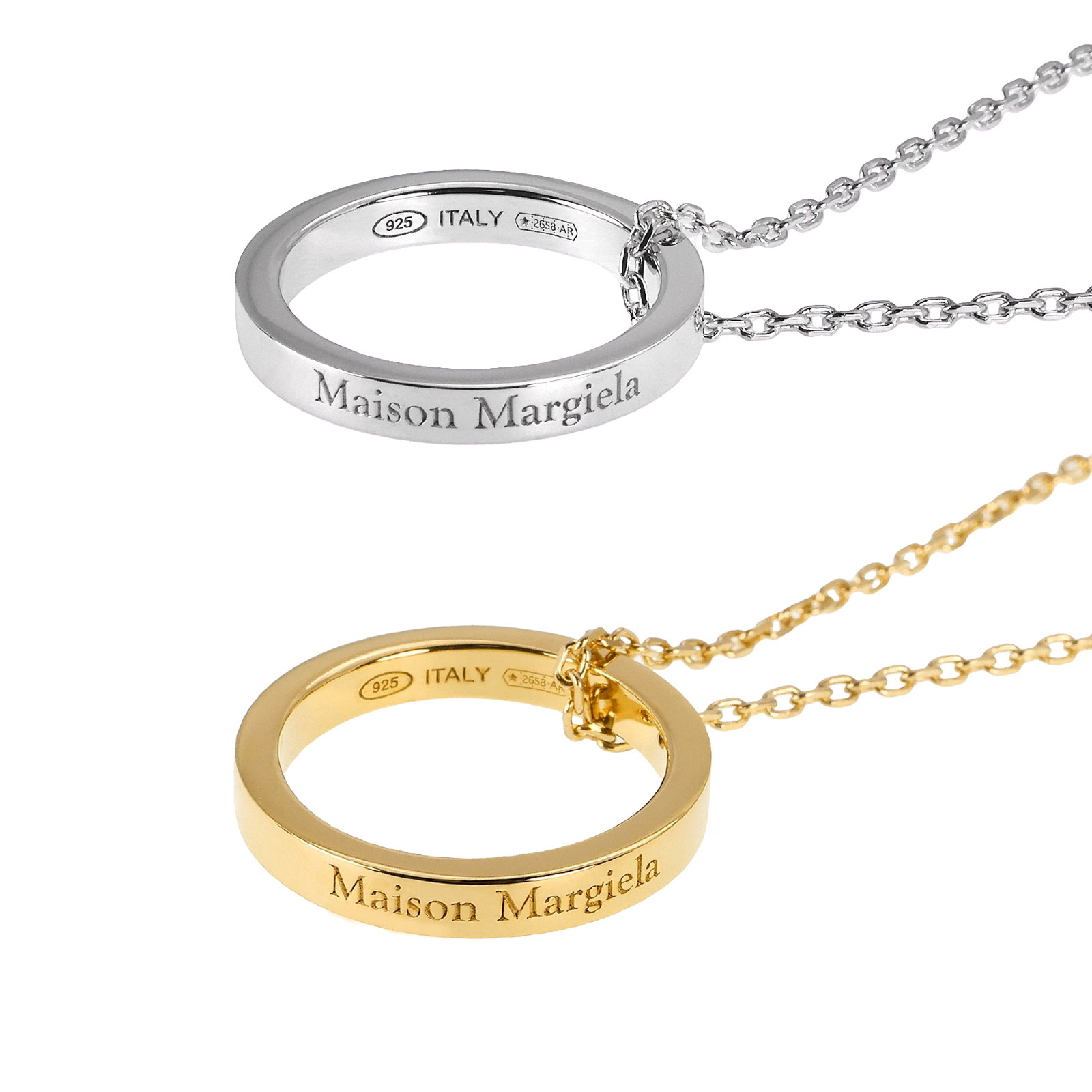 【送料無料】Maison Margiela メゾンマルジェラ ネックレス ロゴ リングペンダントネックレス 指輪 SM1UU0066 P8865 102/シルバー 202/ゴールド メンズ レディース ユニセックス アクセサリー ジュエリー シルバー925【ブランド】【プレゼント】｜museo 34,255円