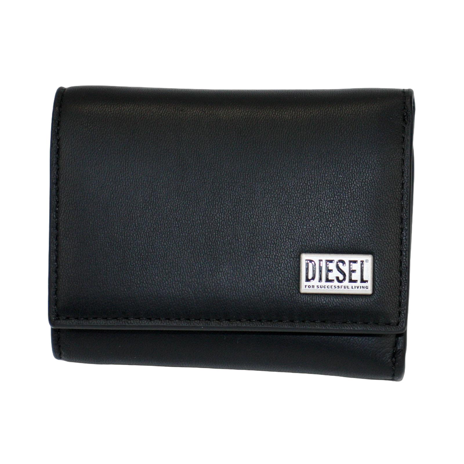 【貨物輸送無料】2026春夏新作 ディーゼル 銭入れ DIESEL 三つ折りウォレット 三つ折り銭入れ メンズ X10439 PR227 T8013 BISCOTTO TRI FOLD COIN 3D 黒いこと 本革 革 なめし革【ブランド名】【差し上げ物】【大売り出し】
