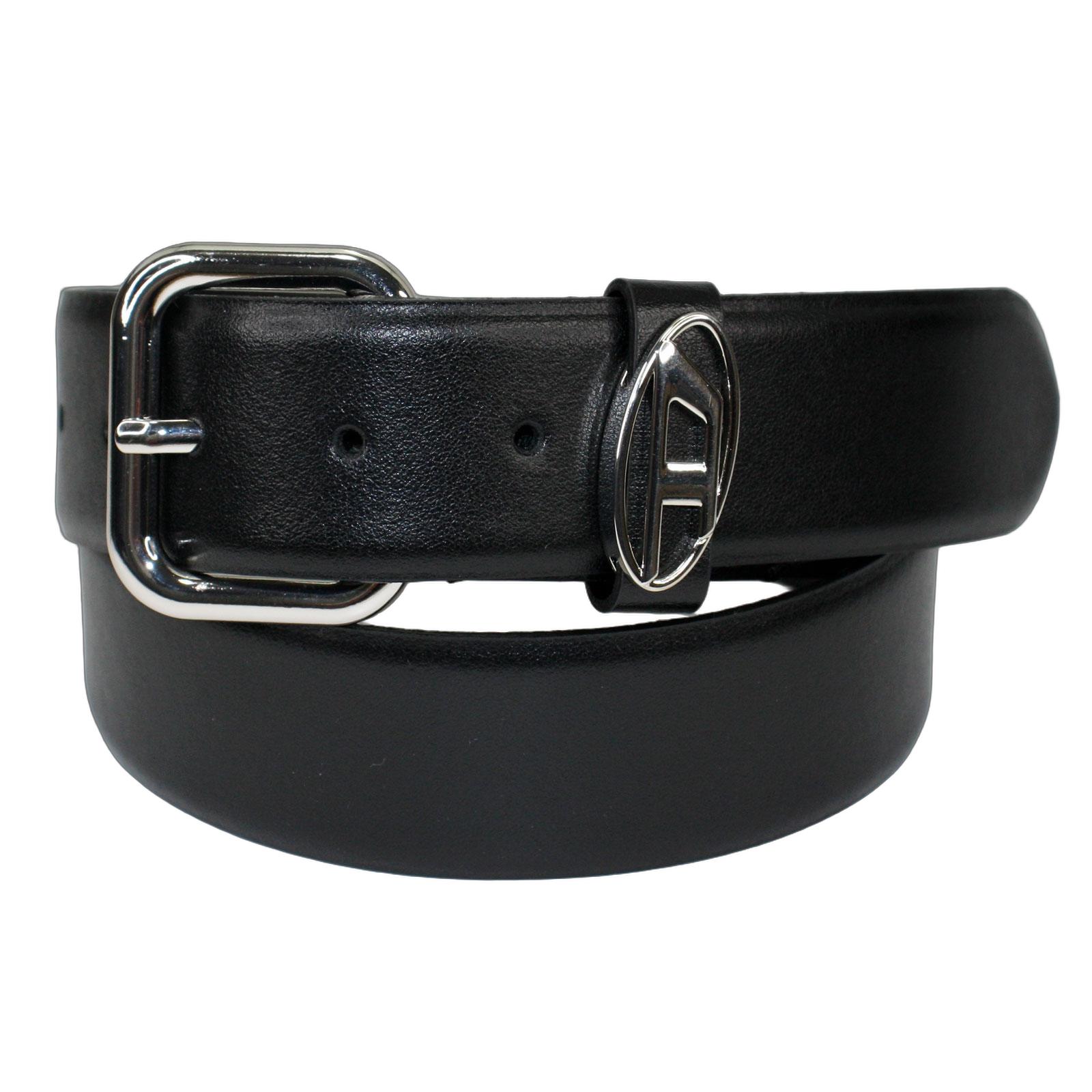 【送料無料】DIESEL ディーゼル ベルト X10127 P6364 T8013 B-1DR OVAL D LOOP メンズ レディース ユニセックス Dロゴ レザー 本革 ブラック×シルバー【プレゼント】【ブランド】|museo