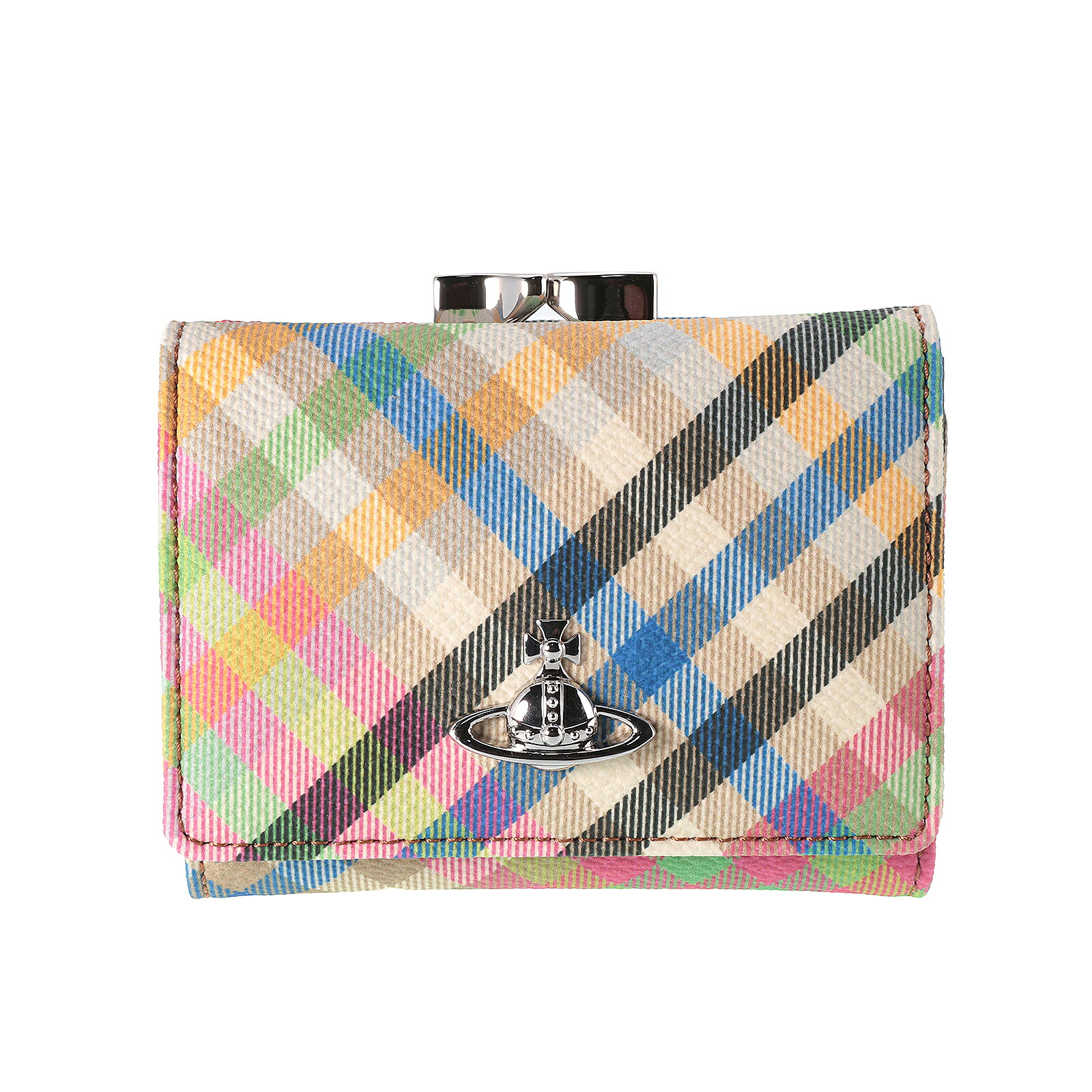 【貨物輸送無料】2026春夏新作 Vivienne Westwood ヴィヴィアン 酉の方角材木 紙入れ 蝦蟇口スモールウォレット 蝦蟇口紙入れ ガマ口 口金三つ折り紙入れ 御釣り入れあり 5115002MW S001S O315 SMALL FRAME WALLET HEATHER PLAID ヘザーチェック ビビアン【ブランド名】