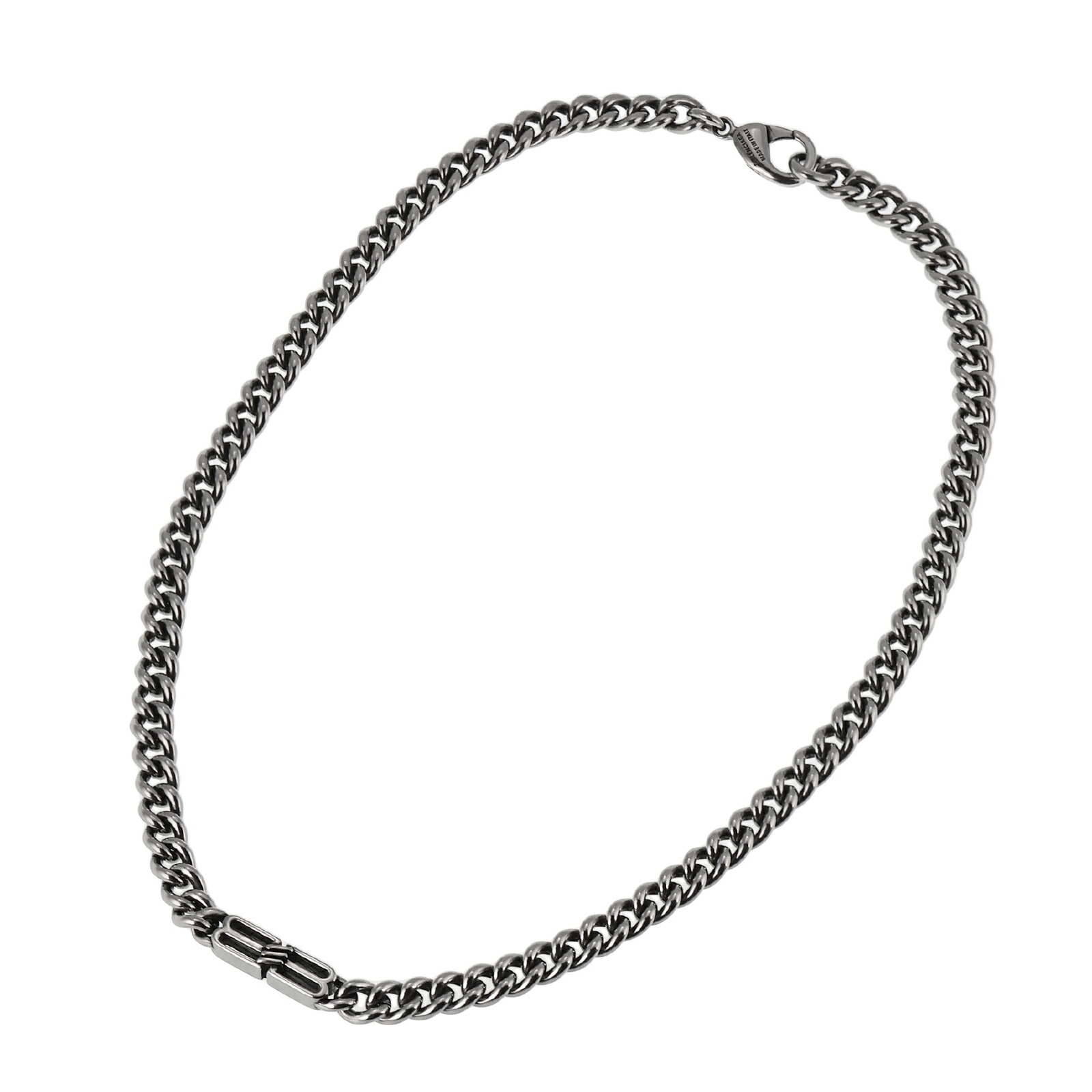 【貨物輸送無料】BALENCIAGA バレンシアガ 首飾り チェーン店 871954 TZ99I 0911 BB ICON THN GMT NECK ANTIQUE SILVER メンズ レディース ユニ一発やる シャンデリヤ アンティークしろがね色 BBロゴタイプ 佩び物 宝飾品【ブランド名】【差し上げ物】