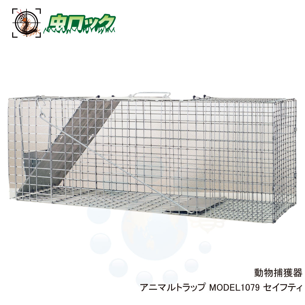毛の荒物取り押さえる器 アニマルトラップ MODEL1079 セイフティ ファームエイジ 片くい違い 踏み段式 アライグマ タヌキ ハクビシン ヌートリア イタチ