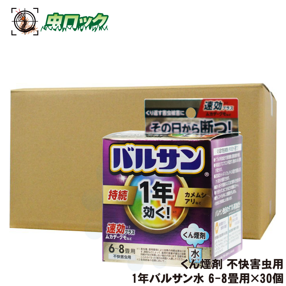 不快害虫用 くん煙剤 1年バルサン 水タイプ 6-8畳用×30個 ムカデ クモ カメムシ ヤスデ ゲジ アリ チョウバエ ダンゴムシ 対策 レック【送料無料】