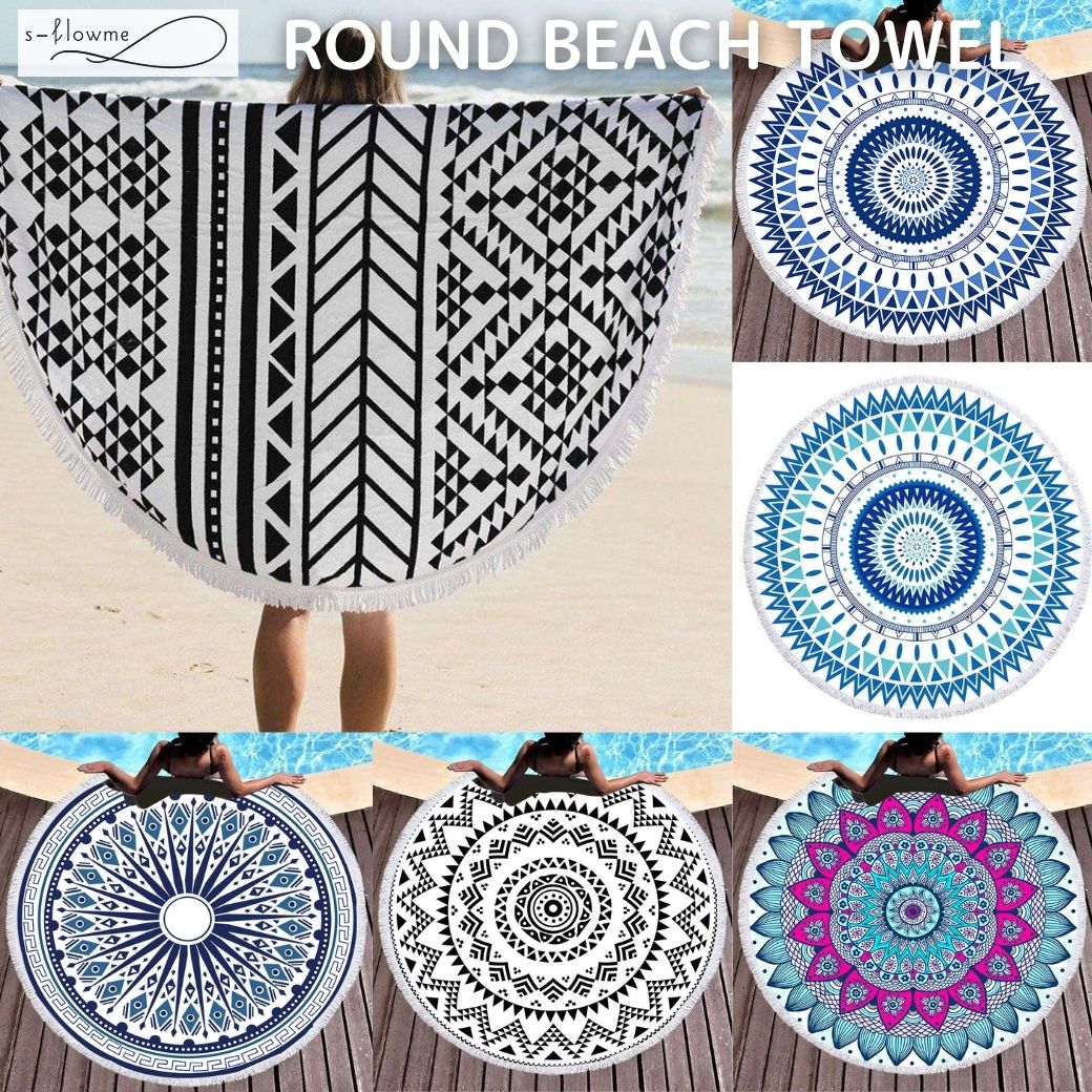 【楽天市場】【あす楽対応】150cmの大判ビーチタオル sflowme（スフローム）ROUND BEACH TOWEL ラウンドビーチタオル