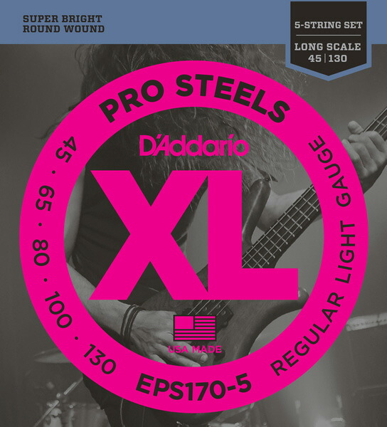 D'Addario EPS170-5 ProSteels Round Wound ダダリオ エレキベース5弦 ロングスケール 1セット