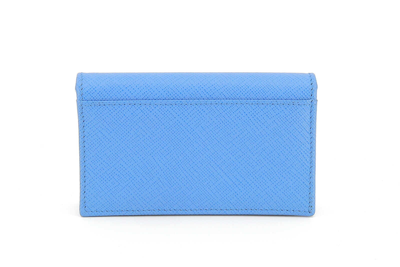 PRADA プラダ サフィアーノ リボンモチーフ ブルー×ゴールド金具