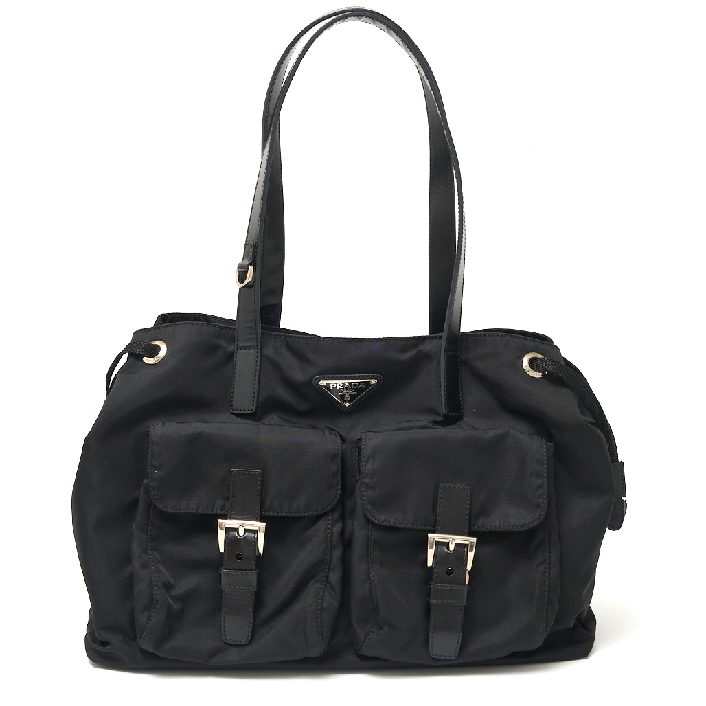 PRADA ブラック ギャザー バッグ 極美品 正規品 PRADA ギャザー ハンドバッグ ショルダーバッグ