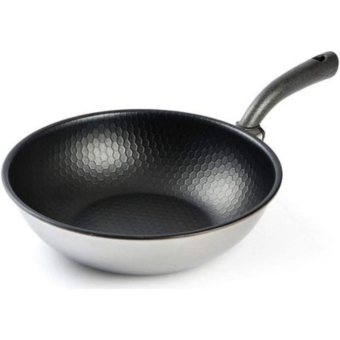 【送料無料】【ALTEN BACH】ロマネスク 中華 鍋3層 ノンスティック ステンレス アルミ炒め フライパン 12インチ(30cm)｜MUTJIM