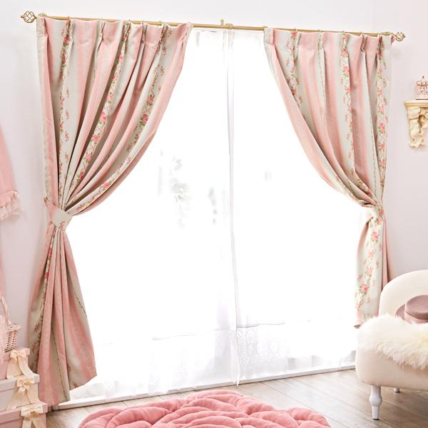 クリアランス 遮光カーテン 2枚組 100 178 ブラック 2級遮光 ローズ柄 花柄 タッセル付き アジャスターフック付き シックローズ 目玉 送料無料 Webcamclinics Com