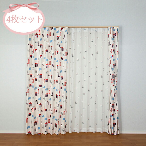 楽天市場】【P5倍！24日20:00-30日まで】【直送】黒猫カーテン/レース