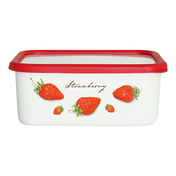  ストロベリーデザイン ボウル 2個セット 富士ホーロー 公認商品 保存容器 18cm 中 ボウル ホーロー 琺瑯 密閉