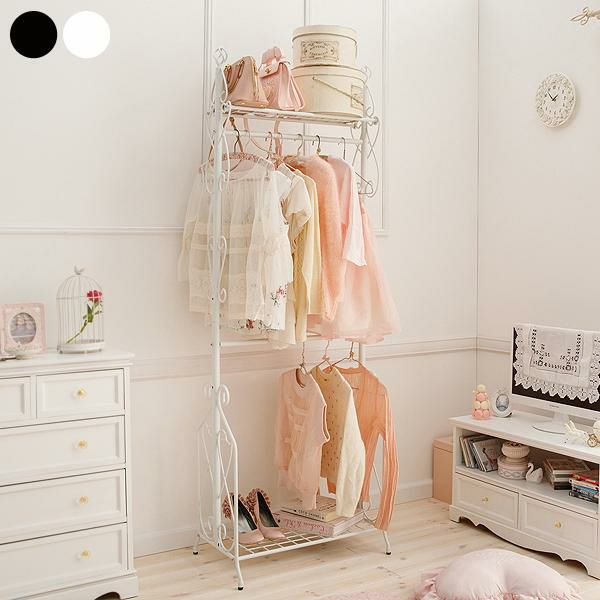 可愛い ホワイト かわいい ハンガー プリンセス 収納 プリンセス デザインダブルハンガーラックｇ かわいい 姫系 衣類収納 姫インテリア ２段 メーカーお届け品 ハンガーラック ブラック 収納 プリンセス プリンセス 姫系 かわいい 可愛い 姫系家具 カワイイ ハンガー