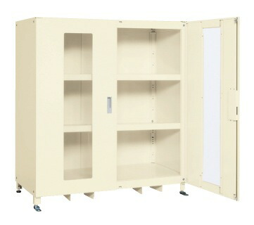 【直送】サカエ(SAKAE) スーパージャンボ保管庫 透明窓付 棚板耐荷重80kg 1220X670X1500 アイボリー SKS-126715AI｜ガレージマルシェ
