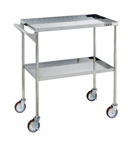 【直送】サカエ(SAKAE) ステンレスCSワゴン(パンチング仕様・取手付・SUS304) CSE-FPSU｜ガレージマルシェ