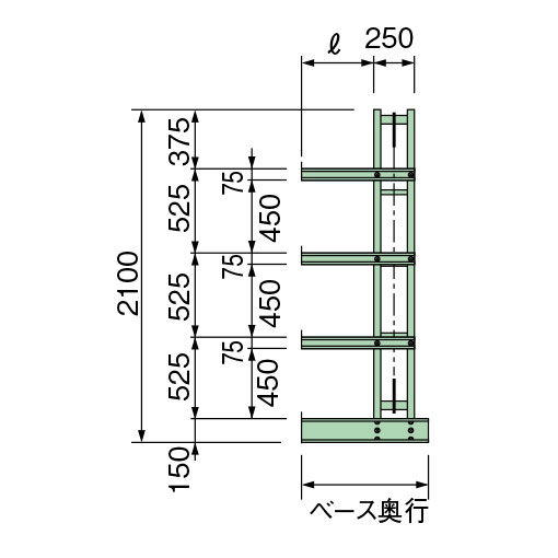 【6/5はP2倍】【直送】サカエ(SAKAE) 赤ちょうちん仕合わせ中量型（Ｈ２１００粍・４段手合い・単体・片面型） BM2109LS04T