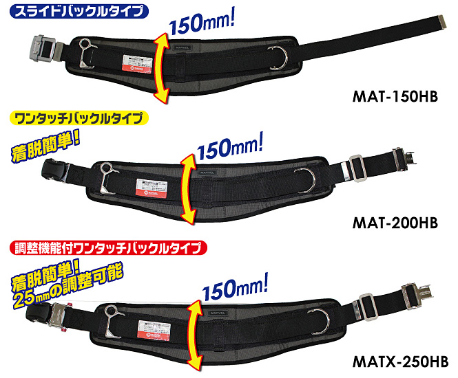 2種類選べる マーベル 柱上安全帯用ベルト 幅広 ワークポジショニング