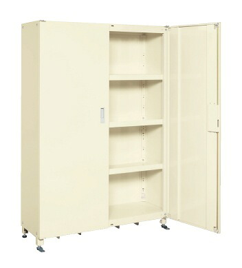 【直送】サカエ(SAKAE) スーパージャンボ保管庫 スチール扉 棚板耐荷重150kg 1220X450X1800 アイボリー SKS-124518MI|工具屋のプロ 店