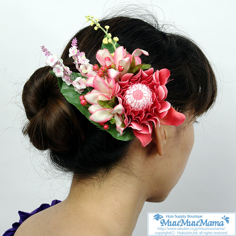 楽天市場 フラダンス 髪飾り トーチジンジャー ヘアクリップ 赤 Muumuumama 楽天市場店