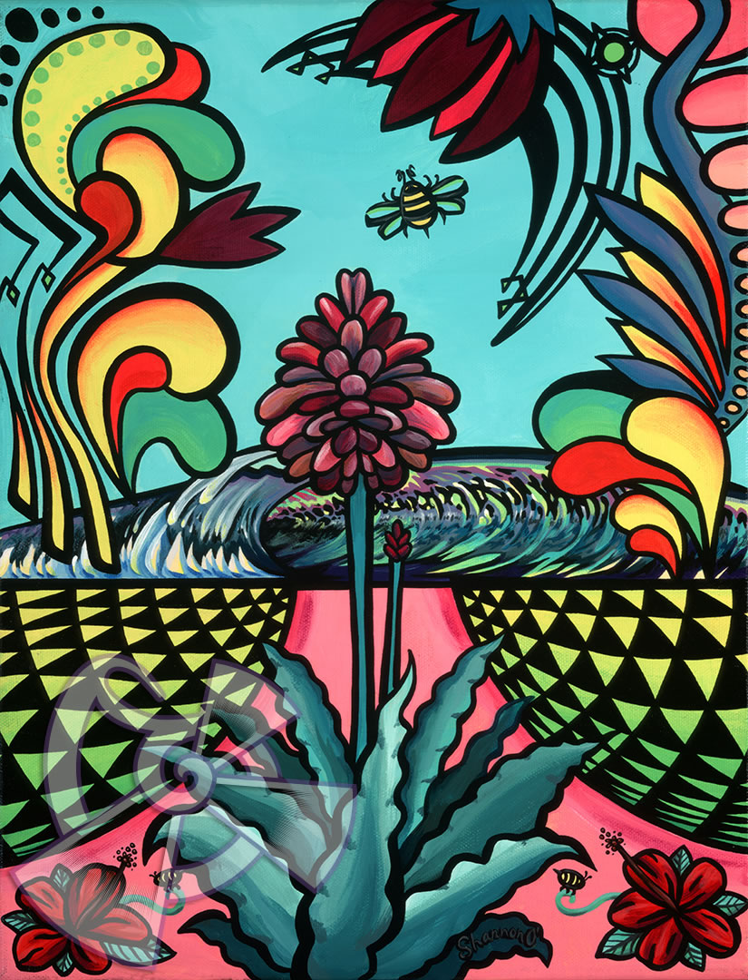 ハワイのサーフアート絵画 Bee Serenade （11\