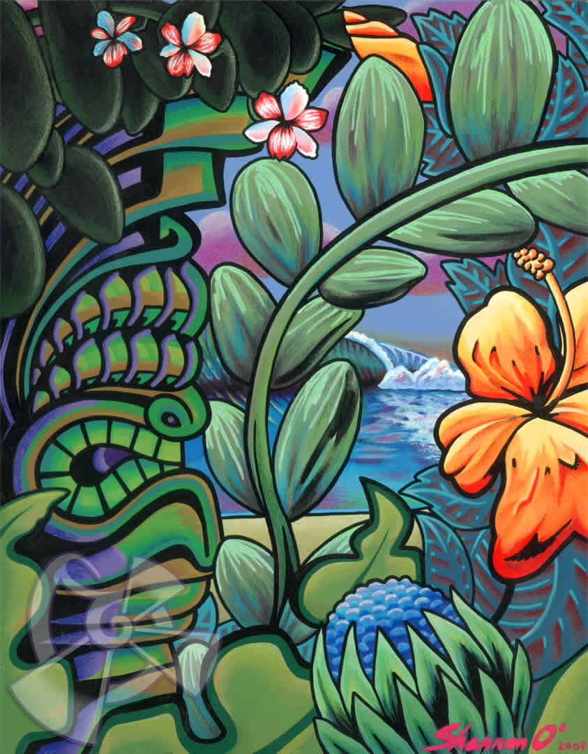 楽天市場】ハワイのサーフアート絵画 Tiki Reef （11