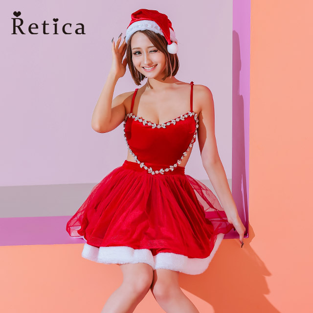 ［2点set］サンタ コスプレ ワンピース サンタ帽子 ハート チュール フレア セクシー クリスマス コスプレ サンタコス レディース サンタコスプレ 衣装 コス サンタ衣装 サンタコスプレ 王道 大人 スカート バレンタイン エロ あざとい｜パーティードレス通販　Retica