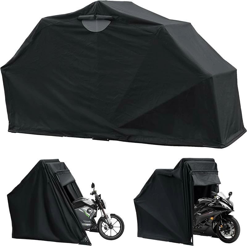 バイクガレージ 自転車テント サイクルハウス サイクルガレージ サイクルポート 屋外 バイク収納 ガレージテント バイクシェルター 屋根 高耐久鋼フレーム UV加工シート・遮熱・撥水加工 雨よけ 家庭・アウトドア・戸外用 ブラック