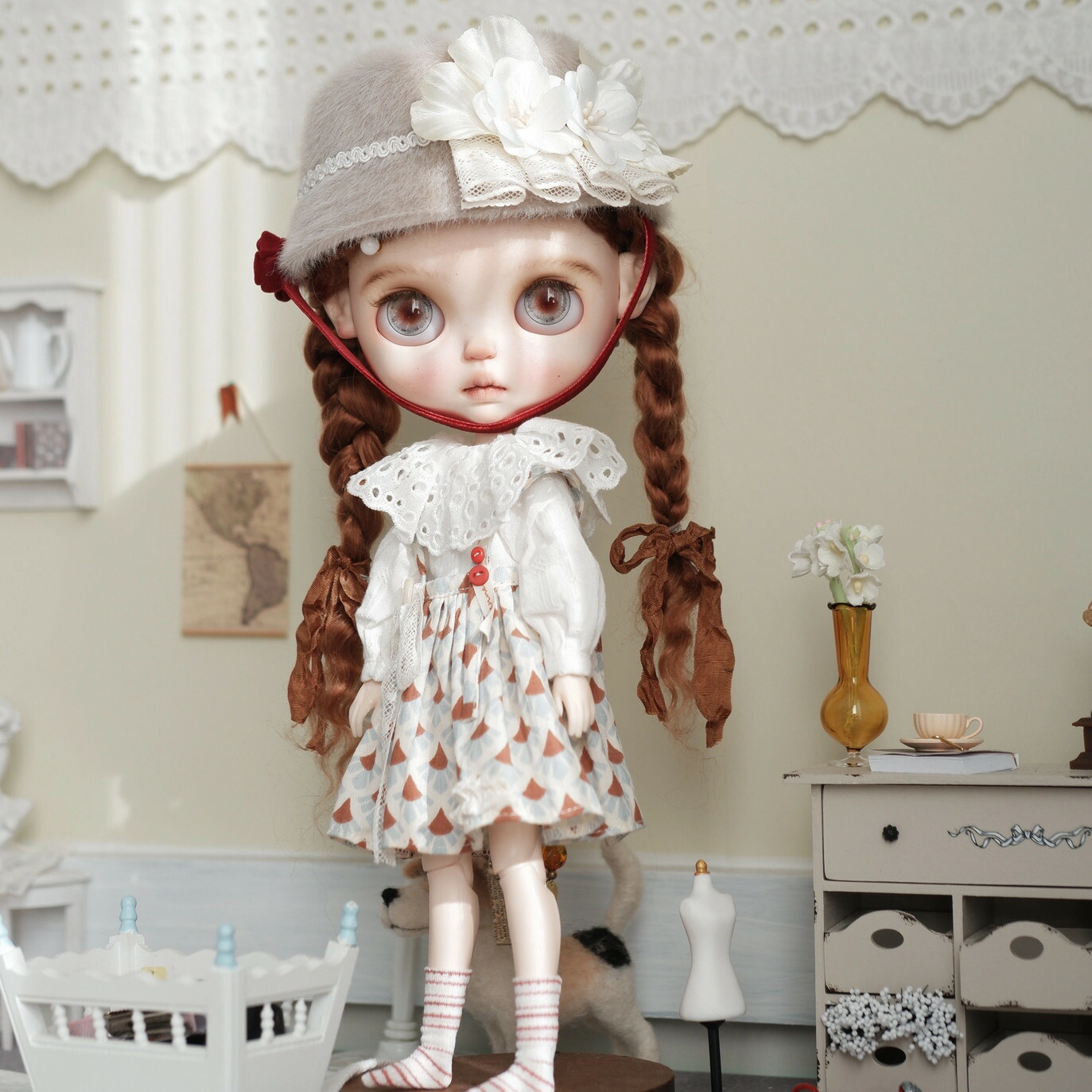 1円〜 箱無 Blythe ブライス ツインテール チェック柄 ワンピース