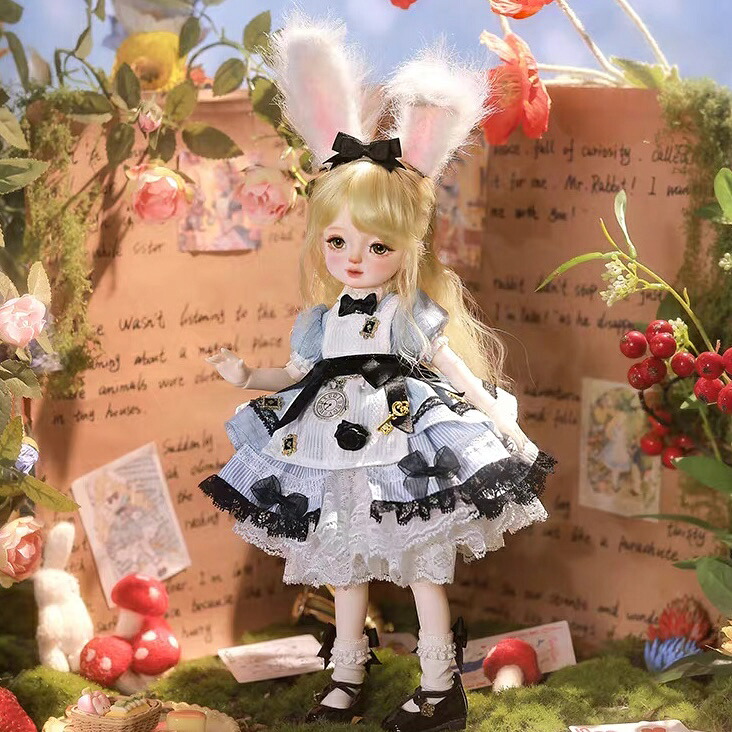 ドール本体 球体関節人形 女の子 フルセット Miao アリス風 本体 服 ウィッグ BJD 1/6 ドール 洋服セット ハンドメイド ボディ 洋服 球体 関節 人形 セット ドール服 服 カスタムドール BJDドール 1/6スケール 26～30cm ハンドメイドドール 手作りプレゼント ギフト 関節可動