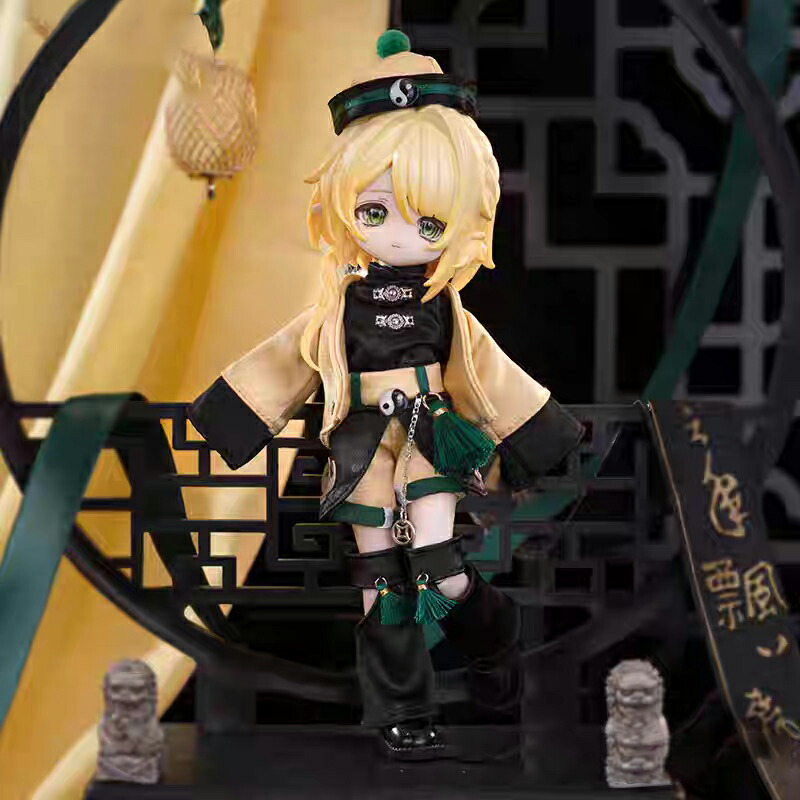 1/12 BJD ドール衣装セット オビツ11 ドール 人形 服 コスプレ ドール服 中国風 道逍遥 OB11 ドール ワンピース 可愛い コスチューム イベント 仮装 5点セット 帽子&アウター&トップス&パンツ&レッグウォーマー オビツ 11cm ねんどろいど オビツろいど