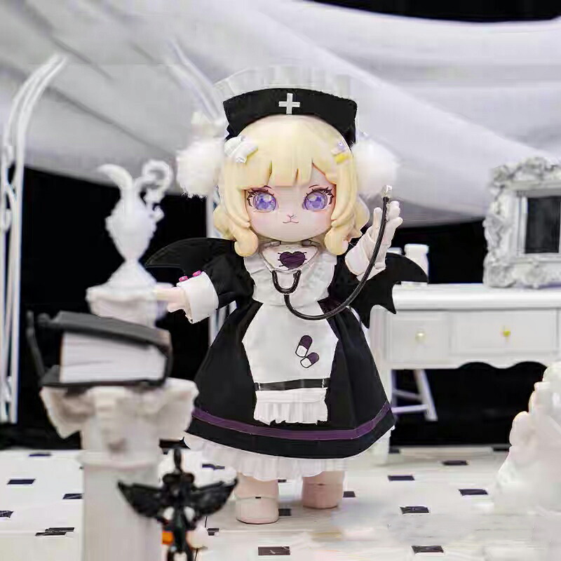 1/12 BJD ドール衣装セット オビツ11 ドール 人形 服 コスプレ ドール服 ナース OB11 ドール 可愛い コスチューム イベント 仮装 6点セット 羽&ワンピース&ナース帽カチューシャ&パニエ&エプロン&ソックス オビツ 11cm ねんどろいど オビツろいど