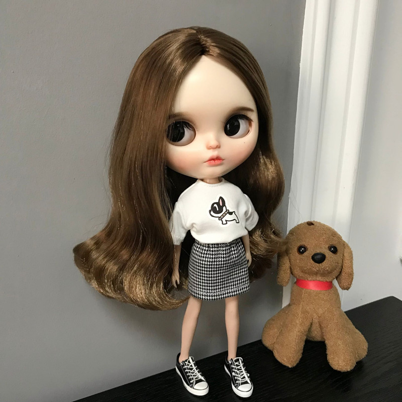 楽天市場 ブライス Blythe 子犬tシャツ 千鳥格子ミニスカート 二点セット 人形 ネオブライス 服 Bjd 球体関節人形 My Heroine