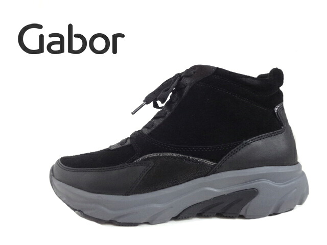 Gabor(ガどんぶり鉢)76.836.37 BLACK/黒いこと【引き下げ】 rolling soft ハイカットスニーカー 傍えチャック付き添い人  ＦＲＧ老舗ブランド名 レディーススニーカー インポートスニーカー