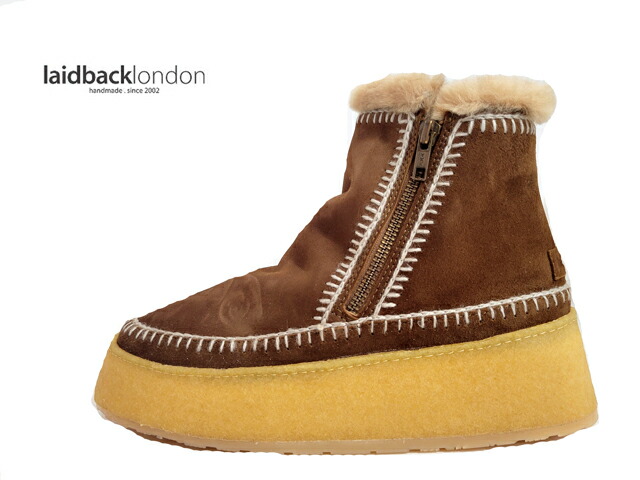laidbacklondon(レイドバックロンドン)1-183AW23 駱駝/CAMEL【SETSU】【2025AW】【秋冬新作】スニーカームートンブーツ 厚底気魂 情の籠もったブーツ 側面チャック付き添い人 英国の首都ブランド名