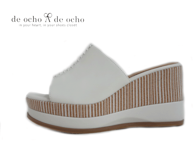 de ocho A de ocho(デオーチョアデオーチョ)9015-11 WHITE ホワイト【2025SS】【春夏新作】レディースウエッジソールサンダル 厚底ソール キレイ目 リゾート｜My　shoes
