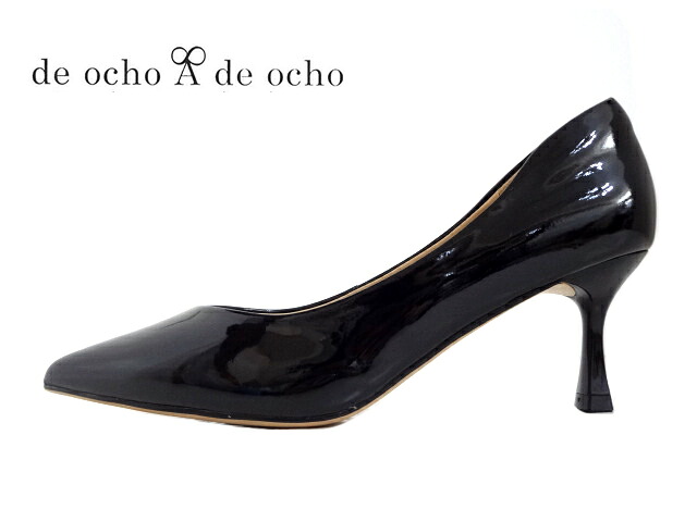 de ocho A de ocho(デオーチョアデオーチョ)36430 BLACKENAMEL/ブラックエナメル【2025SS】【春夏新作】レディースパンプス ポインテッドトゥパンプス クッション性 踵クッション 仕事 パーティー 美脚効果 綺麗パンプス