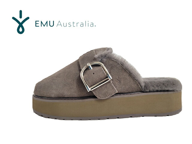 EMU Australia(エミュオーストラリア)EMEX13265W SMOKE/スモーク【2025AW】【Adison】レディース 厚底ファーサンダル モックシューズ