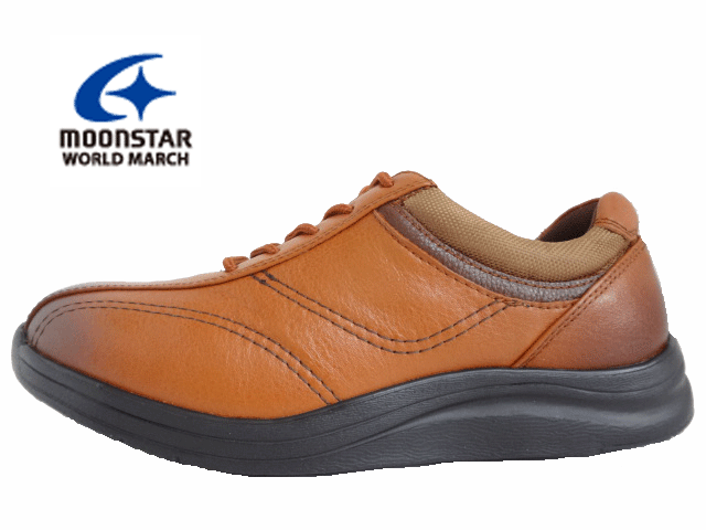 MOONSTAR WORLD MARCH(お月さまはやりっ子 世界行進曲) WM3118 赤銅色/BROWN 【メンズ】 ウォーキングシューズ/心地好いシューズ 【傍えチャック/スピード競技引き上げる】 【お買い得】雨合羽腹積もり(4糎8第四次元) 【銀+抗菌防臭】 幅ひろい4E腹積もり 定まり品