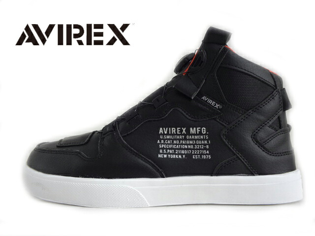 AVIREX(アビレックス) DICTATOR MC AV2278-02 BLACK/RED 黒いこと/赤いこと 【無償性鍵を掛ける取り合わせ】ユニセックススニーカー 文字盤式スニーカー ミッドカットスニーカー 心地よいスニーカー